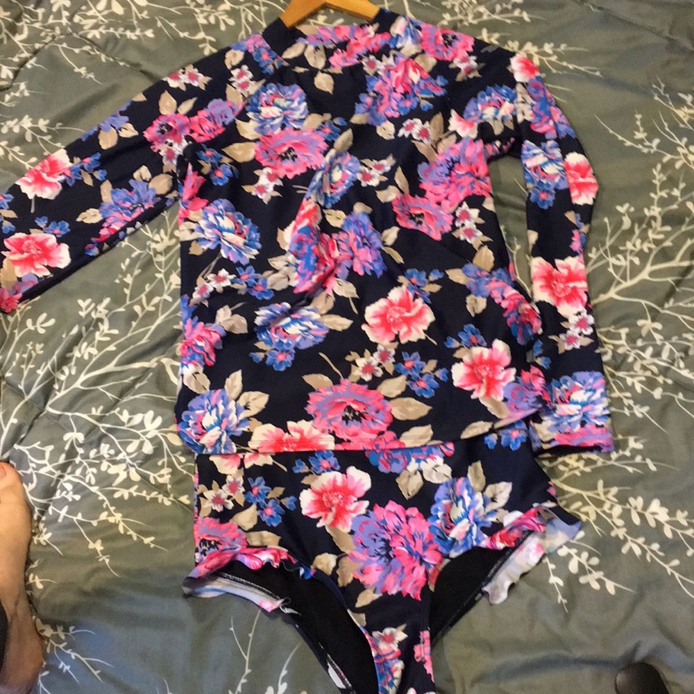 Flora swim top and high waisted bottoms